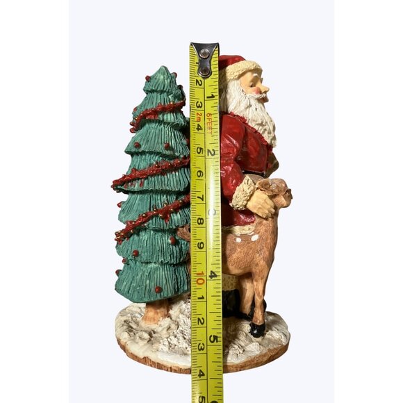 Youngs Christmas Santa Figurine With Deer and Tree - Picture 13 of 14